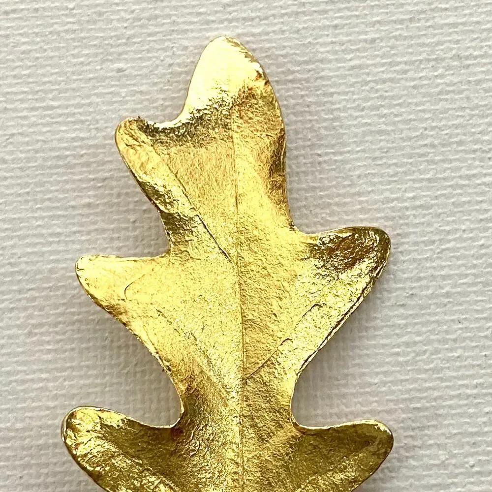 Vintage Crown Trifari Gold Tone Oak Leaf Brooch Pin MCM Mother's Day Gift